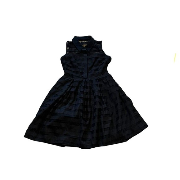 Trina Turk Dresses Sheer Stripe Flare Dress Size 6 Black Silk Blend - Mesh - Picture 1 of 8